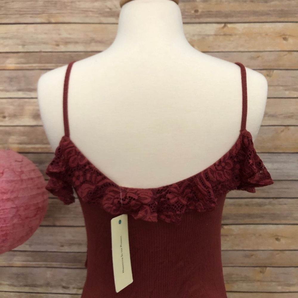 H.I.P. Lace Ruffle Rib Bodysuit - Picture 2 of 5
